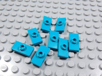 LEGO Lot of 8 Bright Bluish Green 1x2 Smooth Plates w/ Stud in Center AJ