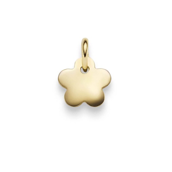 AnhäNger Blume BlüMchen Aus 585 Gold Gelbgold Halsschmuck Flach GläNzend-image