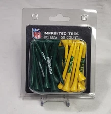 NFL Team Green Bay Packers Green+ Yellow 2 3/4" Imprinted Golf Tees 50 Pack NEW 