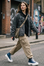 Women's Casual High Platform Lace Up Canvas Low Ankle Trainers Sneakers