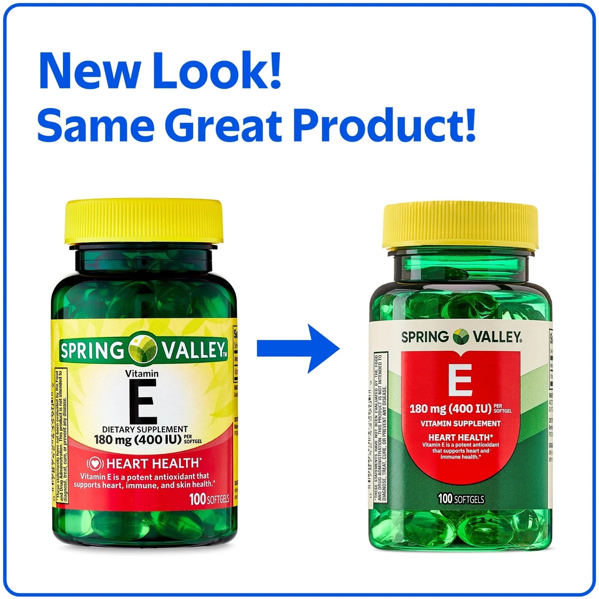 Spring Valley Vitamin E 400 IU 180 mg 100 Softgels Heart Health Supplement