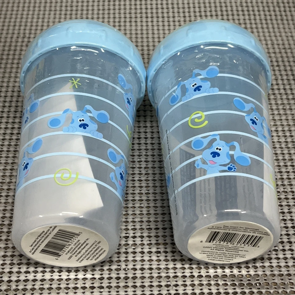 Tazas para sorber niños pequeños para niñas/niños | 2pk TAZAS PARA SORBER CAÑO DURO PISTAS AZULES Azul Foto 3 de 4