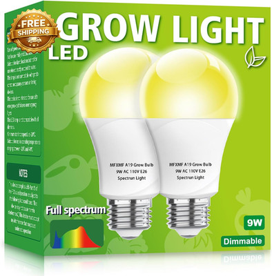 2 Pack LED Grow Light Bulbs Bulb Full Spectrum Plant Light Bulb 9W E26 Grow Bulb