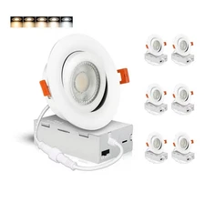4” Gimbal LED Recessed Ceiling Light 5CCT Dimmable Downlight 6 Pack White 