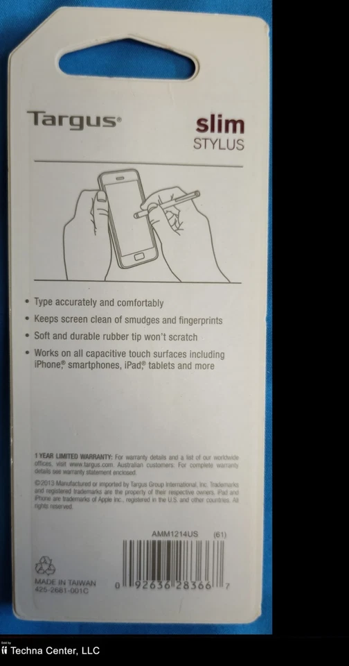 Targus Slim Stylus for Tablets and Smartphones, Red, AMM1214US - Image 3 of 3