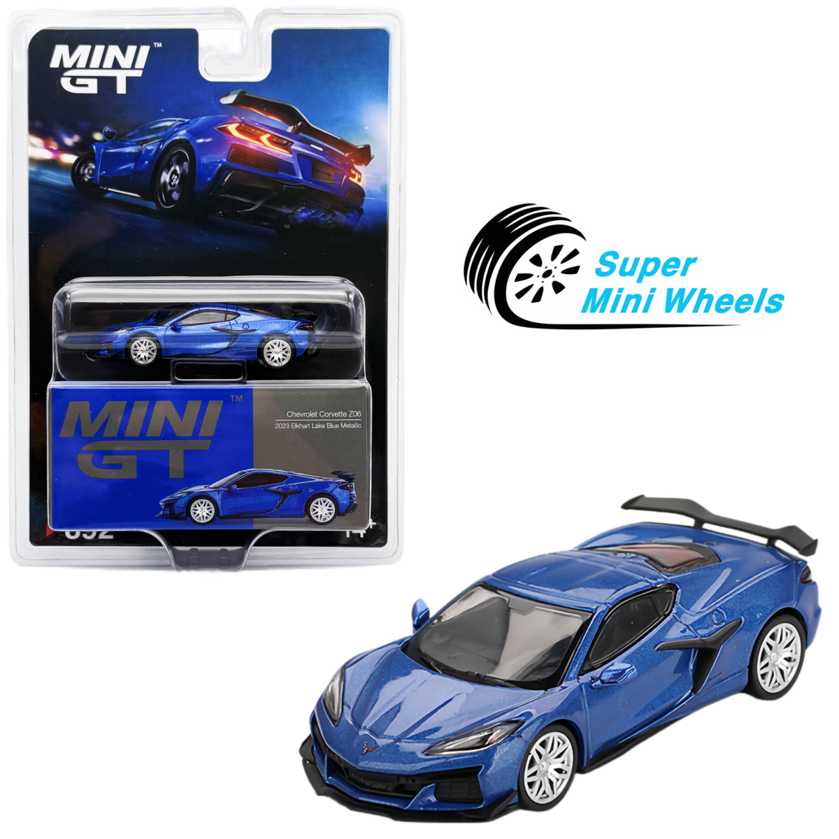MINI GT 2023 シボレー コルベット Z06 チェイスカー Mini GT 1:64 Chevrolet Corvette Z06 2023 Elkhart Lake Blue