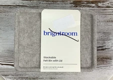 Stackable Felt Storage Bin with Lid 8" x 6" x 4" Beige Fabric Bin