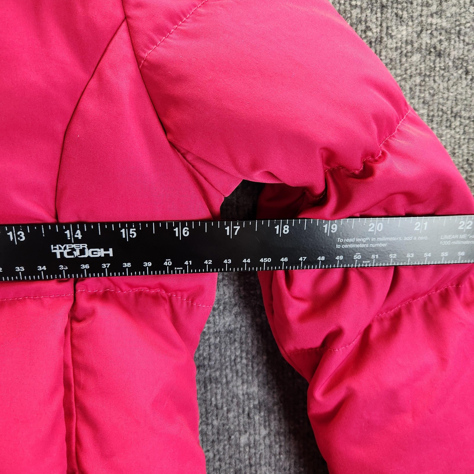 Ralph Lauren Jacket Girls Medium Pink Down Puffer Hooded Ruffle Hem Coat image 5