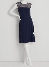 Lauren Ralph Lauren Womens Blue Sequined Georgette Cocktail Dress Size 10