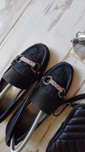 Women Coach Loafers Black Textile 37.5