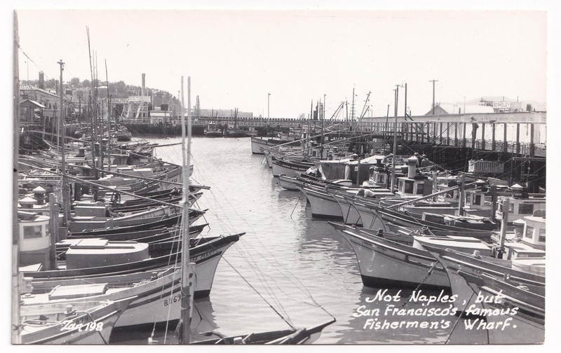 Vintage RPPC San Francisco CA Fishermen's Wharf Boats Real Photo Postcard Harbor