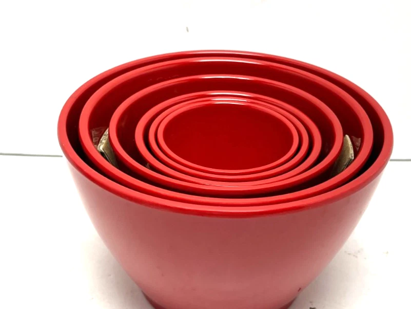 Rachael Ray Bowls 6 Piece Food Prep Nesting Melamine Red Party Measuring Bowl - Image 4 of 4