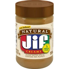 Jif Natural Creamy Peanut Butter Spread 28 Ounces Pack of 10 Contains 90% Pea...