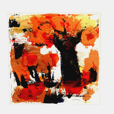 Abstraktes Acryl Mischtechnik signiert Gemälde Blumen in einer Vase