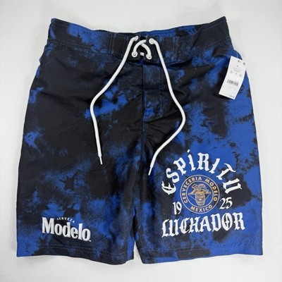 Modelo Espiritu Luchador Blue Tie Dye Board Shorts Swim Trunks Men s Small