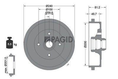 2x Bremstrommel PAGID 63912N für VW PASSAT B2 32B Variant 33B POLO 3 CLASSIC 6V2