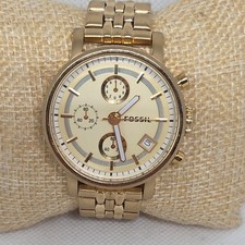 Fossil Chronograph Gold-Tone Stainless Steel New Battery