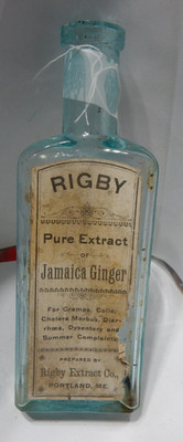 antique old aqua corke bottle -Rigby Jamaica Ginger Rigby Extract Portland,Me