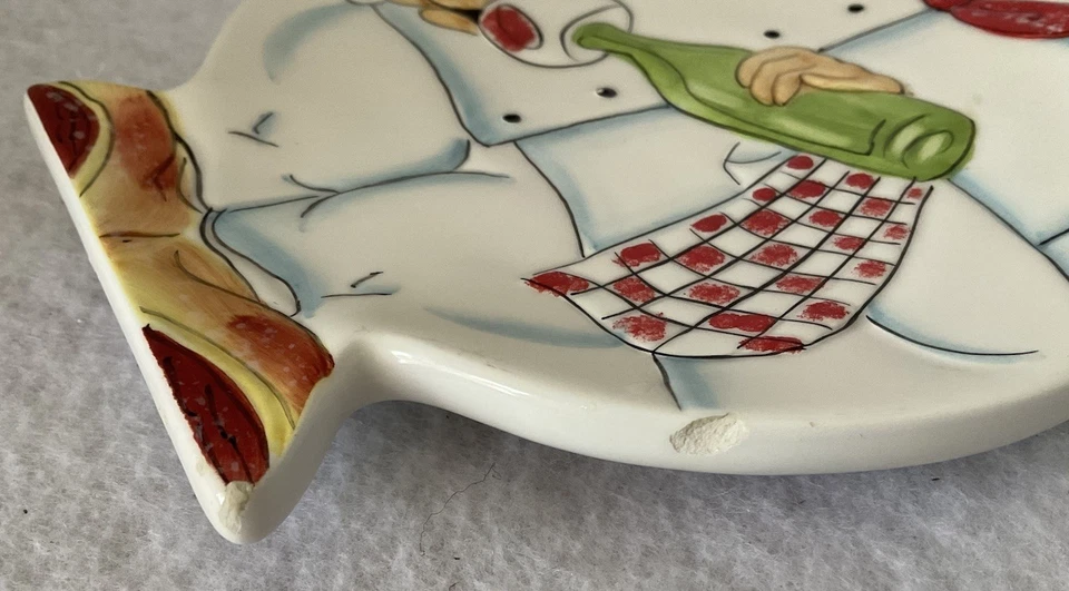 I. Godinger & Co. Ceramic Fat Chef Pouring Wine Spoon Rest Or Plate - Image 3 of 4