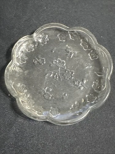 VTG Anchor Hocking Savannah Clear Embossed Pressed Glass Bread Butter Dish 6"