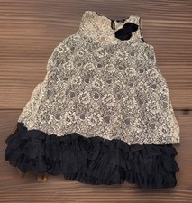 Lily Sz Medium Beige/Black Sleeveless Mini Dress Style # L13320 Lace & Ruffles