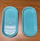 2 Homer Laughlin 12" Turquoise Fiestaware Bread Platters/Utility Trays EUC