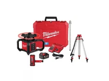 Milwaukee 3701-21T M18 Red Exterior Rotary Laser Level Kit w/ Receiver, Tripod,
