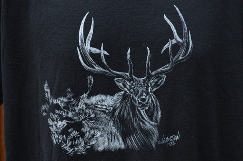 Vintage 80s Deer Buck Antler Rack Hunting Archery TShirt XL Artist-Jamieson
