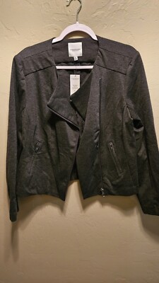 Catherine Maladrino XL Jacket Blazer Womens Dark Gray Full Zip Long Sleeve