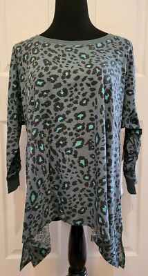 LuLaRoe Cozy Kate 3/4 Sleeve Shirt Size XL Beautiful Leopard Print on Green NWT