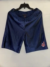 Vtg Mighty Mac Cleveland Indians Mesh Shorts L Embroidered Chief Wahoo Logo MLB
