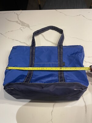 Vintage LL Bean NYLON Boat And Tote Bag Zippered Blue White Vintage LL Bean NYLON Boat And Tote Bag Zippered Blue White