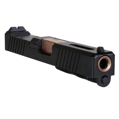 Kineti-Tech Complete Slide Assembly For Glock 19 Gen 3 - RMR Cut, Gold TIN Barrel, Cerakote Black, USA Made