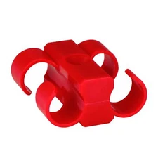 4x Red Dual Cable Clip Clamp Fastening for 1/0 GA AWG Gauge Power Ground Wire 