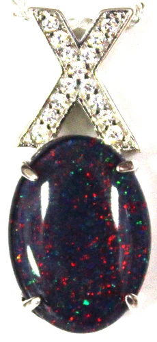Australian Natural Black Triplet Opal Pendant Solid Sterling Silver Free Box