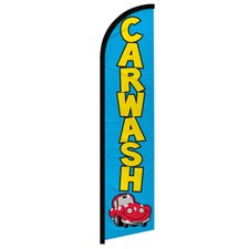 Car Wash Full Curve Windless Swooper Flag Carwash Flag BLUE