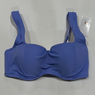 Women's Light Lift Square Neck  Ribbed Bikini Top - Shade & Shore Blue 34C