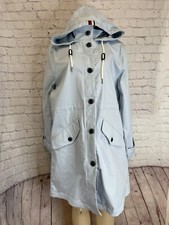 Women Tommy Hilfiger Full Zip Jacket Windbreaker Hoodie Front Blue Size L READ 