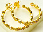 QVC Diamonique 14K Gold Clad Sterling Silver 1" Round & Marquise Hoop Earrings — photo 1