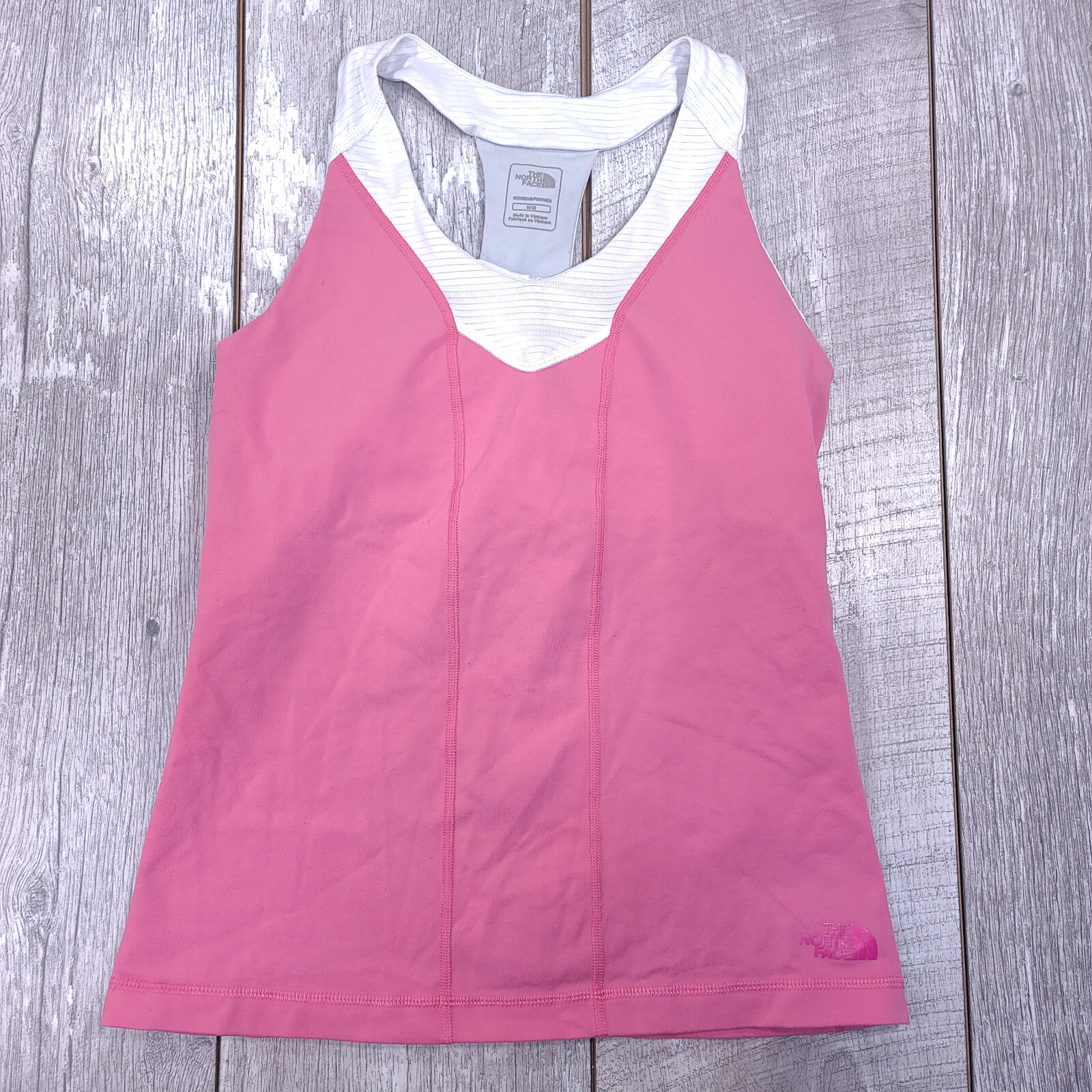 North Face Womens Vaporwick Sleeveless Tank Top Medium Pink with Built-In Bra