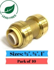 10 Pieces Push Fit Coupling Fittings Lead Free Brass 1/2 3/4 1