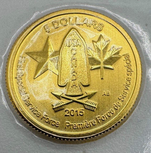 1/10oz, .9999 2015 Gold Canada Coin, First Special Service Force