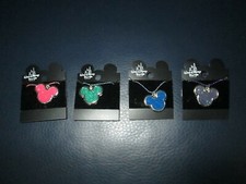 New Set of 4 Disney Mickey Mouse Heads Necklaces Pink Green Blue Purple Jewelry