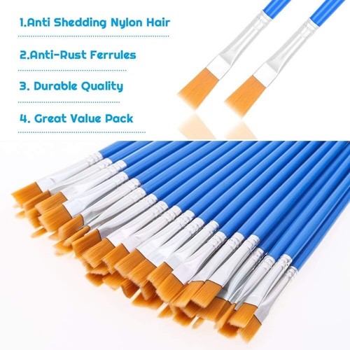 50 Pcs Flat Paint Brushes for Touch Up, Small Paint Brushes for Classroom Craft - Picture 3 of 8
