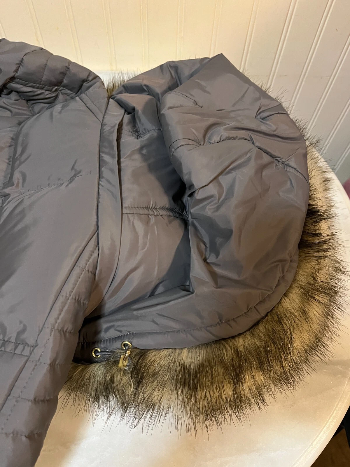 NUOVO cappotto piumino donna Michael Kors 3 4 puffer con pelliccia sintetica e cappuccio taglia 1X con etichette