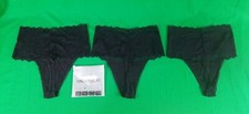 3 PAIR LADIES WOMAN SZ M BLACK LACE MESH THONG BRIEF