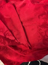 red damask polyester tablecloth round 72" from Bed Bath and Beyond