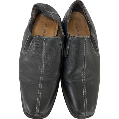 Johnston & Murphy Loafer Shoes 8.5 M Black Sheepskin Shuler 