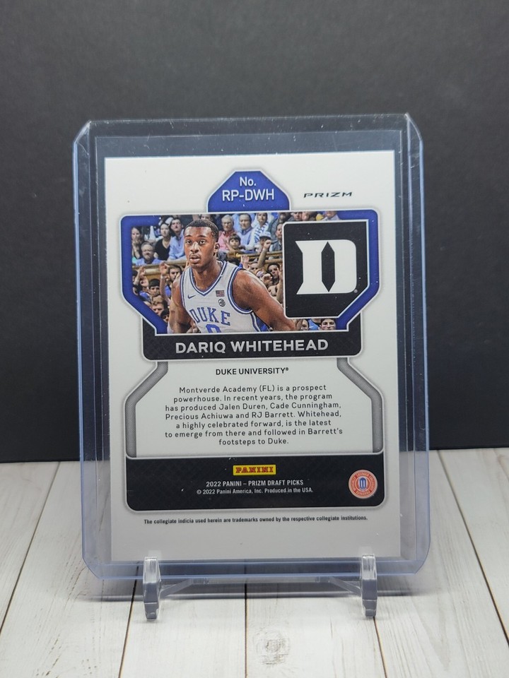 2022 Panini Prizm Draft Picks RPDWH Dariq Whitehead Rated Prospect