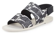 Vince Sorce Snake Embossed Leather Sandal Slingback Charcoal Sz 6 US 36 EU J